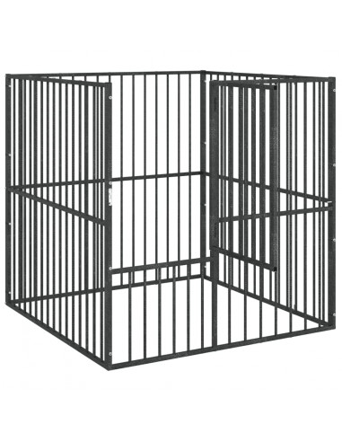 Box per Cani 4 Pannelli Nero Acciaio Zincato