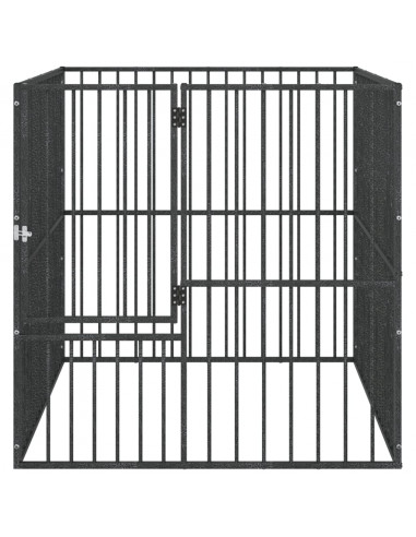 Box per Cani 4 Pannelli Nero Acciaio Zincato