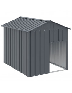 Casetta Cani con Tetto Antracite 117x153x123 cm Acciaio Zincato 2