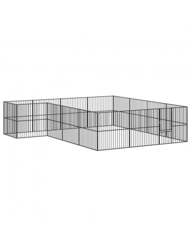 Box per Cani 16 Pannelli Nero Acciaio Zincato