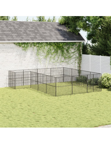 Box per Cani 16 Pannelli Nero Acciaio Zincato