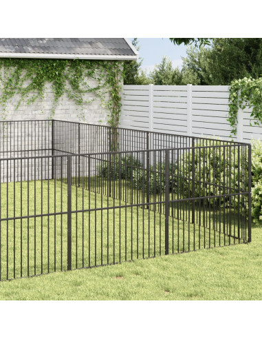 Box per Cani 20 Pannelli Nero Acciaio Zincato