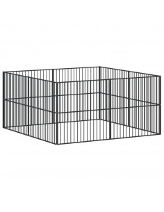 Box per Cani 8 Pannelli Nero Acciaio Zincato 2