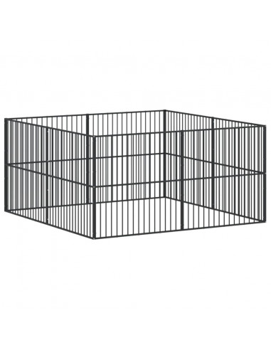 Box per Cani 8 Pannelli Nero Acciaio Zincato