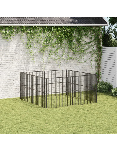 Box per Cani 8 Pannelli Nero Acciaio Zincato