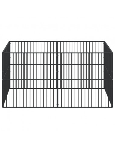 Box per Cani 8 Pannelli Nero Acciaio Zincato