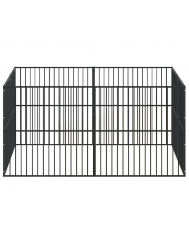 Box per Cani 8 Pannelli Nero Acciaio Zincato