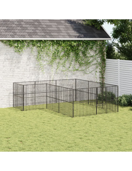 Box per Cani 12 Pannelli Nero Acciaio Zincato