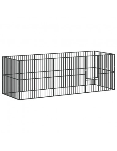Box per Cani 8 Pannelli Nero Acciaio Zincato