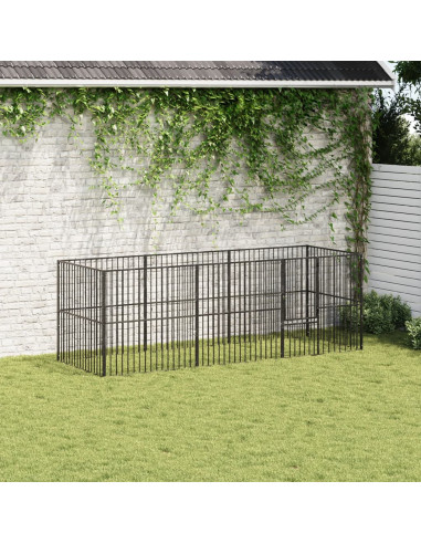 Box per Cani 8 Pannelli Nero Acciaio Zincato