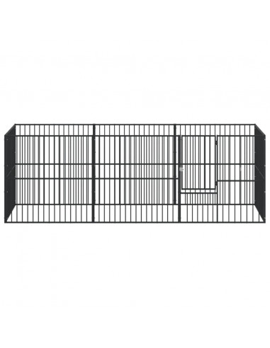 Box per Cani 8 Pannelli Nero Acciaio Zincato