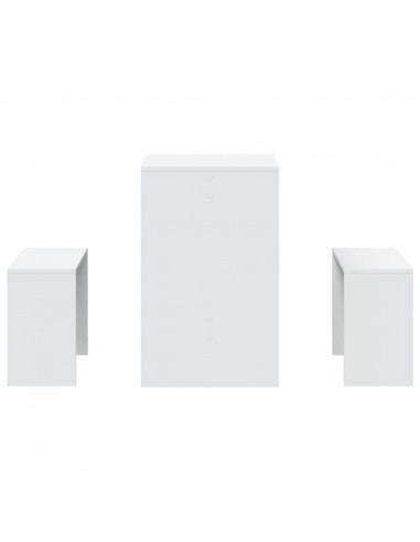 Set Tavolo da Pranzo con Panche 3 pz Bianco in Truciolato