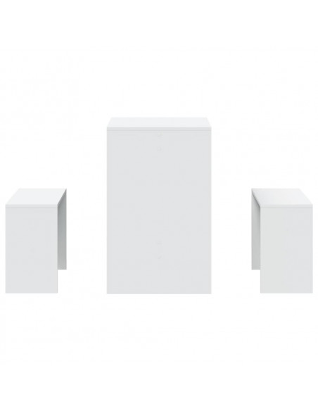 Set Tavolo da Pranzo con Panche 3 pz Bianco in Truciolato