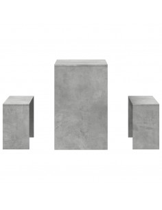 Set Tavolo da Pranzo e Panche 3 pz Grigio Cemento in Truciolato