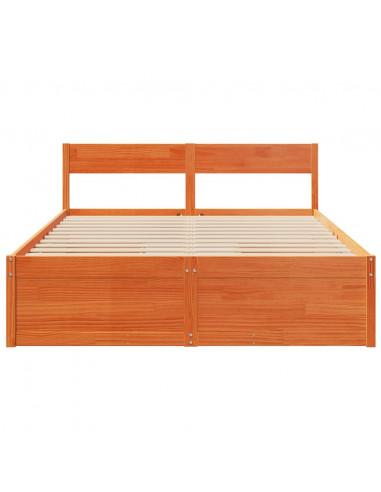 Giroletto Cassetti Marrone Cera 140x200 cm Legno Massello Pino