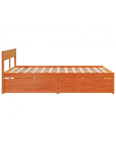 Giroletto Cassetti Marrone Cera 140x200 cm Legno Massello Pino