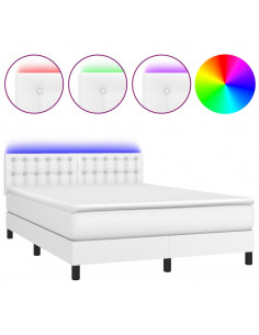 Giroletto Molle con Materasso e LED Bianco 140x200cm Similpelle 2