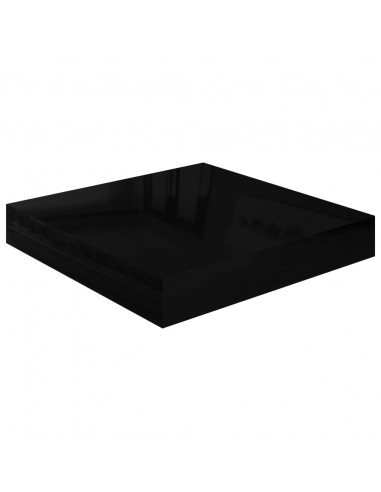 Scaffale a Parete Nero Lucido 23x23,5x3,8 cm in MDF
