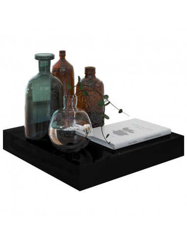 Scaffale a Parete Nero Lucido 23x23,5x3,8 cm in MDF