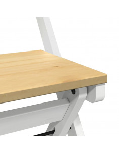 Set da Pranzo 5 pz Corona Pieghevole Bianco in Legno di Pino