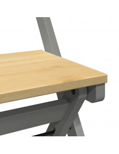 Set da Pranzo 5 pz Corona Pieghevole Grigio in Legno di Pino