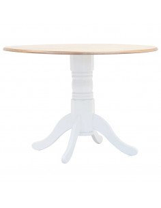 Set da Pranzo 5 pz in Legno Massello di Hevea Bianco e Marrone