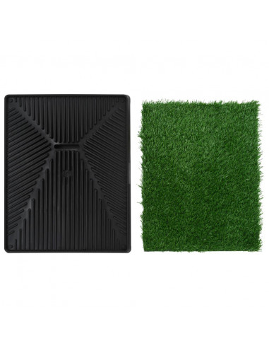 Toilette Animali con Vassoio e Prato Finto Verde 63x50x7cm WC