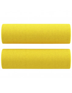 Set di Divani 2 pz con Cuscini Giallo Chiaro in Tessuto