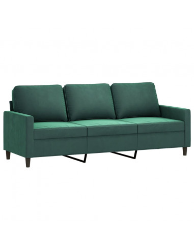 Set di Divani 3 pz con Cuscini Verde Scuro in Velluto