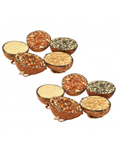 Noci di Cocco Ripiene di Cibo per Uccelli 10 pz 290 g 2