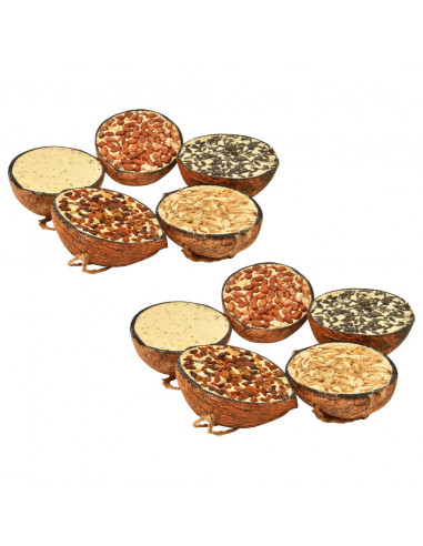 Noci di Cocco Ripiene di Cibo per Uccelli 10 pz 290 g