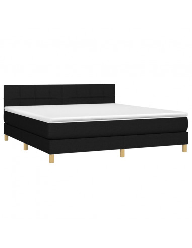 Giroletto a Molle con Materasso Nero 160x200 cm in Tessuto