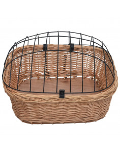 Cestino Anteriore Bici con Copertura 50x45x35cm Salice Naturale 2