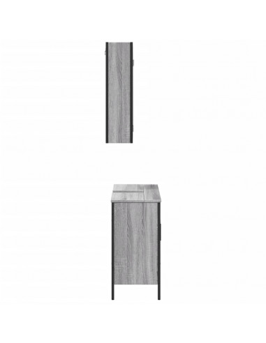 Set Mobili da Bagno 2 pz Grigio Sonoma in Legno Multistrato