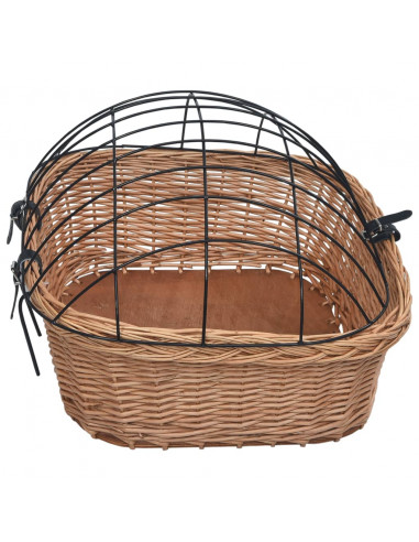 Cestino Anteriore Bici con Copertura 50x45x35cm Salice Naturale