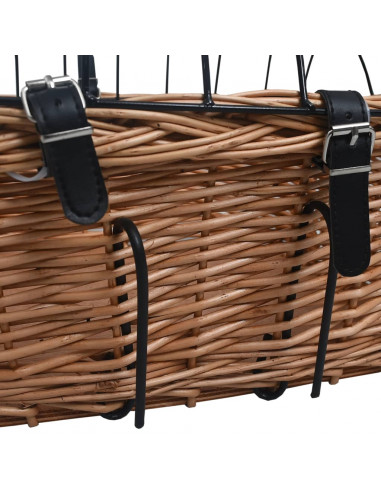 Cestino Anteriore Bici con Copertura 50x45x35cm Salice Naturale