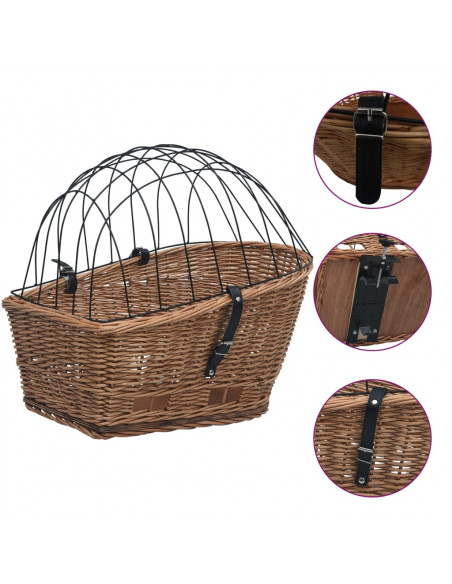 Cestino Posteriore Bici e Copertura 55x31x36cm Salice Naturale