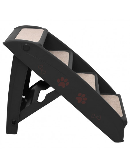 Scala Pieghevole per Cani Nera 62x40x49,5 cm