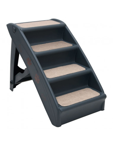 Scala per Cani Pieghevole con 4 Gradini Grigio Scuro