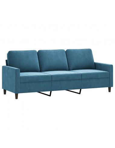 Set di Divani 3 pz con Cuscini Blu in Velluto