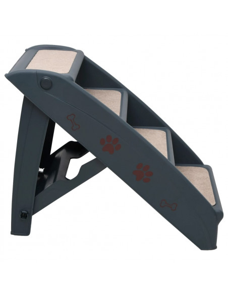 Scala per Cani Pieghevole con 4 Gradini Grigio Scuro