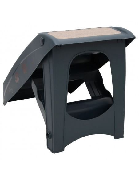 Scala per Cani Pieghevole con 4 Gradini Grigio Scuro