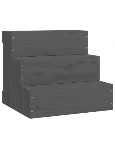 Scala per Animali Grigia 40x37,5x35cm in Legno Massello di Pino