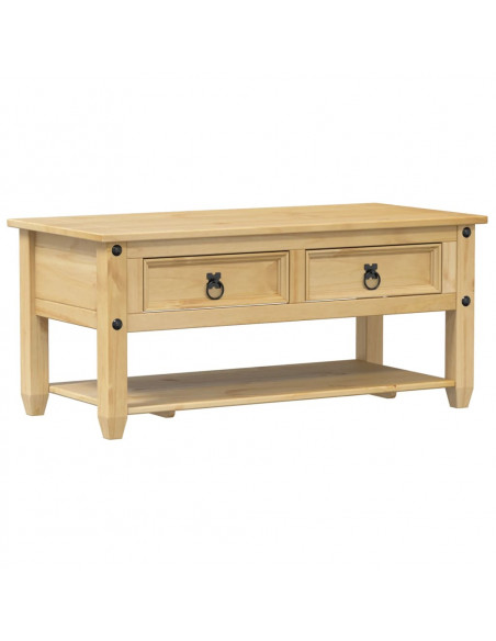 Tavolino con Cassetti Corona 100x48x45cm Legno Massello di Pino