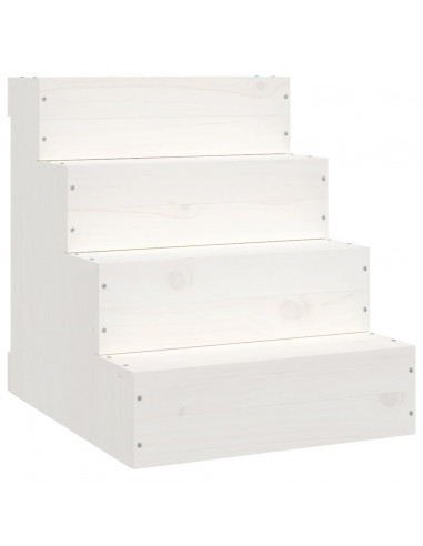 Scala per Animali Bianca 40x49x47 cm in Legno Massello di Pino