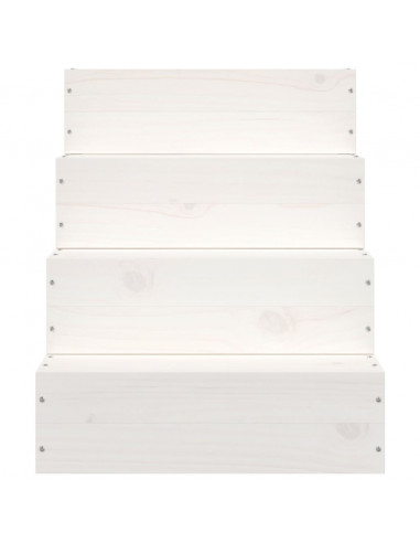 Scala per Animali Bianca 40x49x47 cm in Legno Massello di Pino