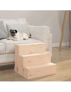Scala per Animali 40x37,5x35 cm in Legno Massello di Pino 2