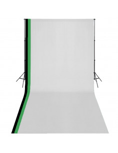 Kit Studio Foto con 3 Fondali in Cotone Telaio Regolabile 3x6 m 2