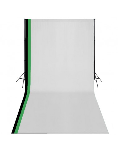 Kit Studio Foto con 3 Fondali in Cotone Telaio Regolabile 3x6 m