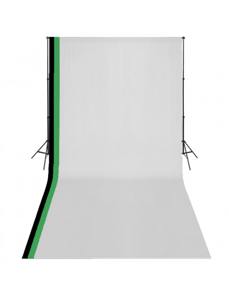 Kit Studio Foto con 3 Fondali in Cotone Telaio Regolabile 3x6 m